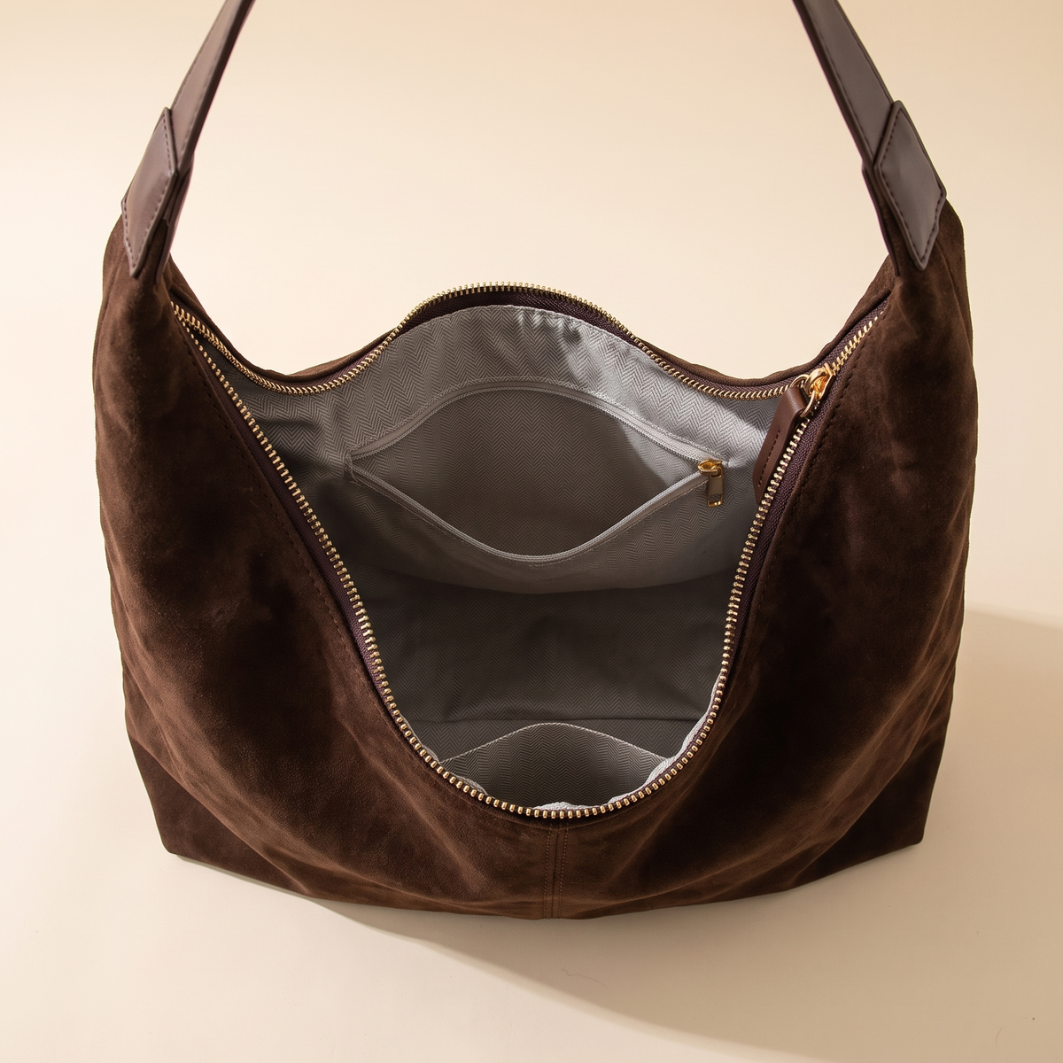 Inside view of the Laurel Shoulder in chocolate