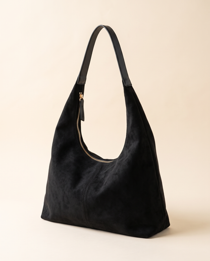 Laurel Shoulder in black, three-quarter view